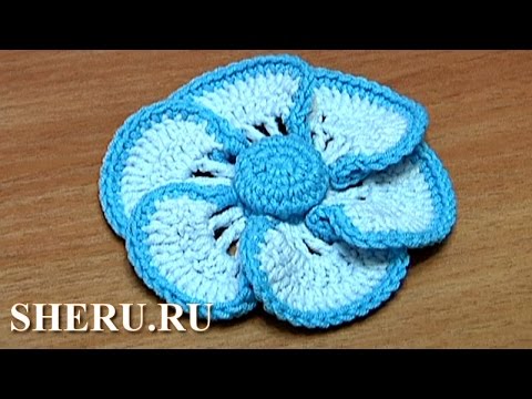 Видео: Crochet Button Center Flower Patterns Урок 40 Вязаный цветок