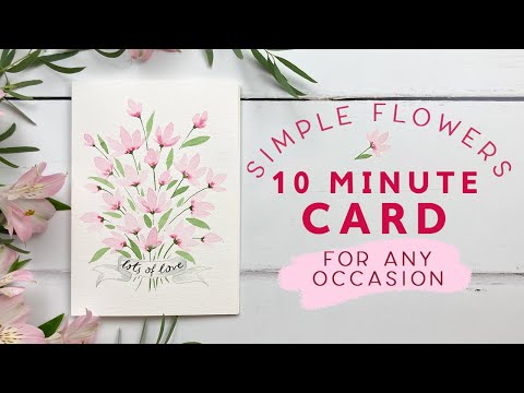 Видео: Открытка за 10 минут на любой случай. Простые акварельные цветы.