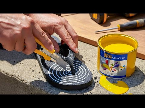 Видео: Хватит рисовать кистями! Просто из старых сандалий — результат вас удивит.