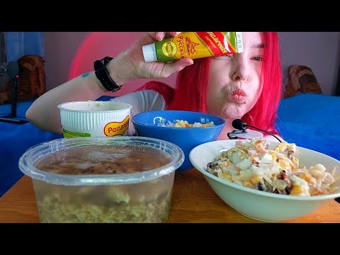 Видео: Холодец,салат,пюре Роллтон мукбанг/mukbang