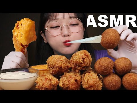 Видео: ASMR Еда Жареная курица и Сырные шарики | FRIED CHICKEN & CHEESE BALLS MUKBANG | Ae Jeong ASMR