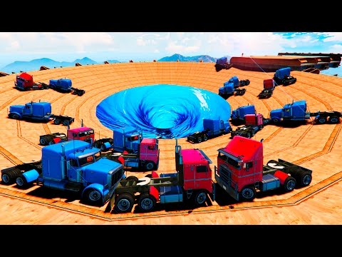 Видео: ОГРОМНЫЕ ГРУЗОВИКИ ПАДАЮТ В ПРОПАСТЬ НА ДЕРБИ! (GTA 5 Смешные моменты)