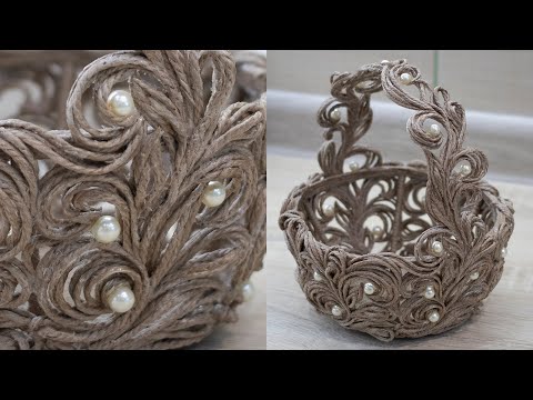 Видео: Корзинка из джута в технике Джутовая филигрань - оригинальный декор - Jute craft ideas/© 2021 г
