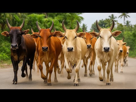 Видео: Каждый день выпасаем десятки милых коровок - Звуки коров - Милые коровки - Видео о коровах - Бег ...