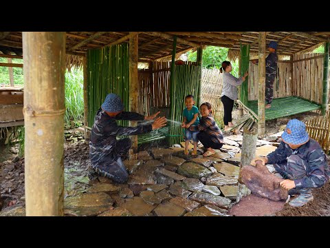 Видео: новая ванная комната из бамбука с использованием камня для мощения пола | жить с природой