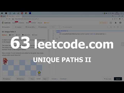 Видео: Разбор задачи 63 leetcode.com Unique Paths II. Решение на C++