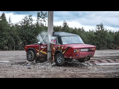 Видео: Жигули и БОЛТОВОЙ КАРКАС ПРОТИВ СТОЛБА.