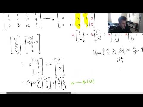 Видео: Нахождение базиса для столбцового пространства, строкового пространства и нулевого пространства —...