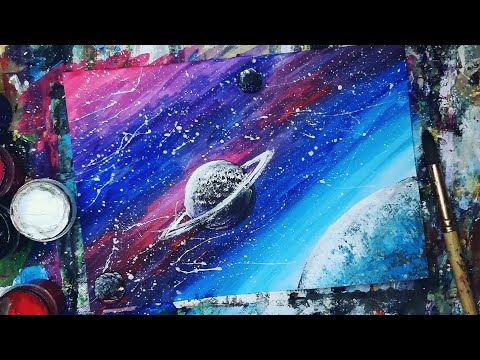Видео: КОСМОС |Рисуем очень просто✌Гуашь🎨