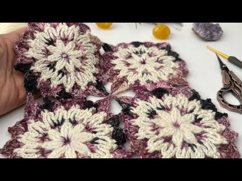 Видео: Вязание крючком,два слоя,цветочный узор,простое и со вкусом изготовление модели из мотива #crochet