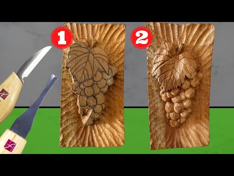 Видео: От дерева к вину: вырезаем гроздь винограда ножами и долотами - Резьба по дереву