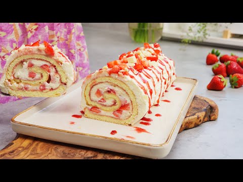 Видео: 🍓 Клубничный бисквитный рулет с маскарпоне – простой летний рецепт. Фруктовый и вкусный