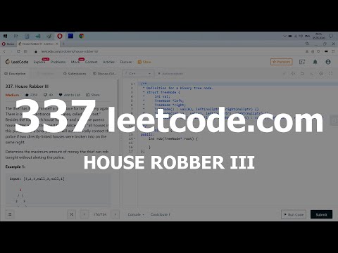 Видео: Разбор задачи 337 leetcode.com House Robber III. Решение на C++