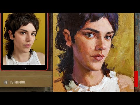 Видео: Портрет маслом _ Девушка на жёлтом фоне