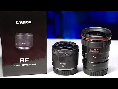 Видео: Обзор Canon RF 24mm f1.8 IS STM  vs  Canon EF 24mm f1.4L USM