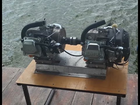Видео: Двоциліндровий двигун для човна, картингу або БПЛА