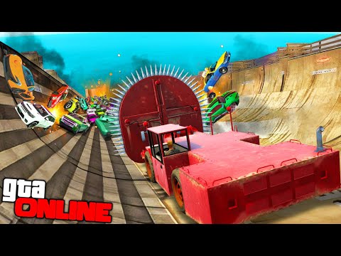 Видео: МЕГА РАМПА + ЛИЦОМ К ЛИЦУ НА 30 ЧЕЛОВЕК! АДСКАЯ ДРОБИЛКА НА САМОМ ДЛИННОМ СПУСКЕ В ГТА 5 ОНЛАЙН