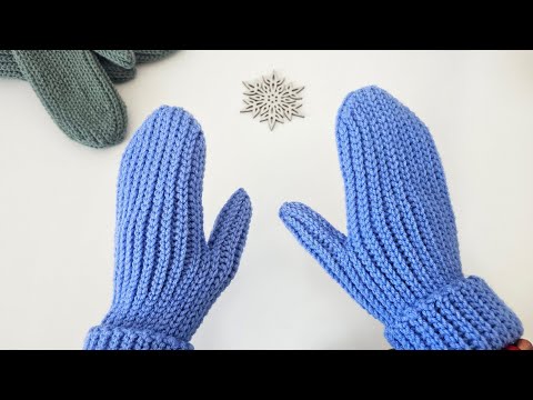 Видео: Вяжем ВАРЕЖКИ КРЮЧКОМ в поперечной технике / Подробный мастер класс с описанием