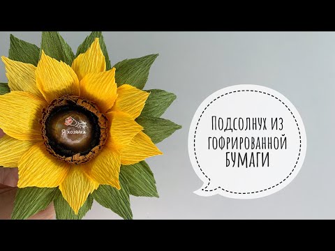 Видео: Подсолнух из гофрированной бумаги с орехом внутри. Как сделать подсолнух из бумаги?