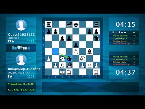 Видео: Анализ шахматной партии: Владимир 4ноября - Guest51928133, 1-0 (по ChessFriends.com)
