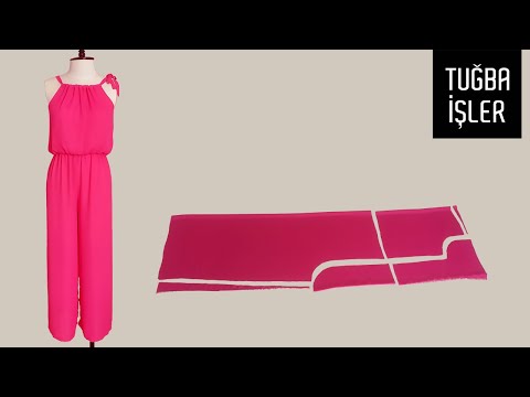 Видео: Как просто сшить комбинезон с вырезом халтер и сделать выкройку | Tuğba İşler
