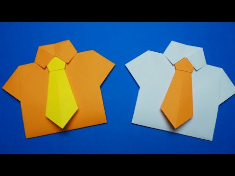 Видео: Как сделать рубашку с галстуком из бумаги. Оригами рубашка