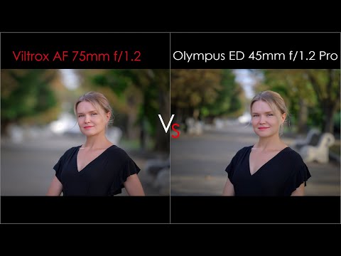 Видео: Сравнение Viltrox Pro AF 75 F/1.2 Vs  Olympus ED 45mm f/1.2 Pro