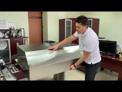 Видео: Зонт вытяжной из нержавеющей  стали с жироуловителем