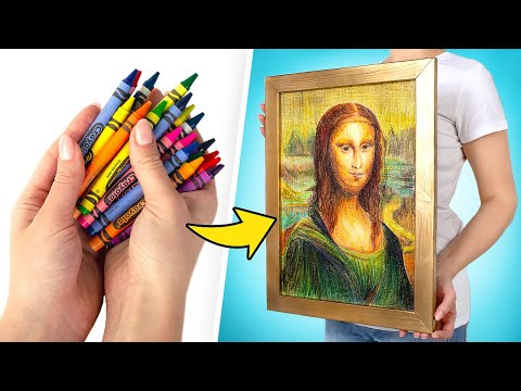 Видео: Как нарисовать Мону Лизу восковыми мелками