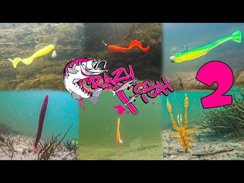 Видео: Силикон CRAZY FISH, игра приманок под водой. NIMBLE, POLARIS, VIBRO WORM...