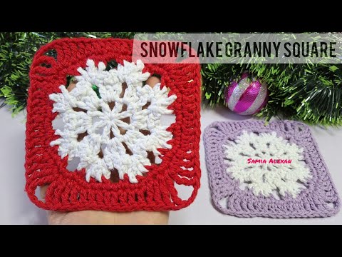 Видео: Бабушкин квадрат: Как связать крючком снежинку по схеме «бабушкин квадрат» / Простая схема вязани...