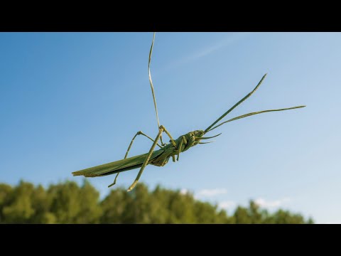 Видео: Как сделать почти живого кузнечика из листа рогоза. Удивились все!
