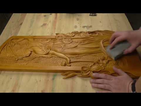 Видео: Панно девушка на озере часть пятая, резьба по дереву