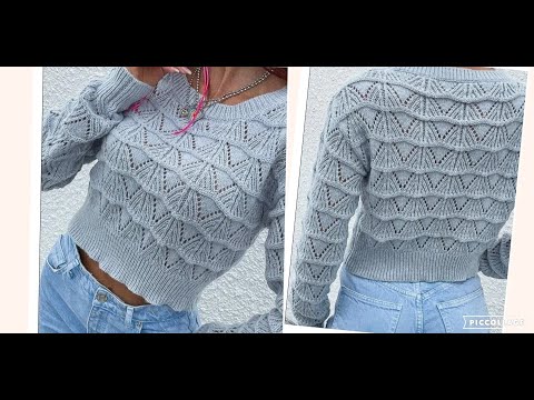 Видео: Очаровательный узор для джемпера, кардигана,  летней кофты..