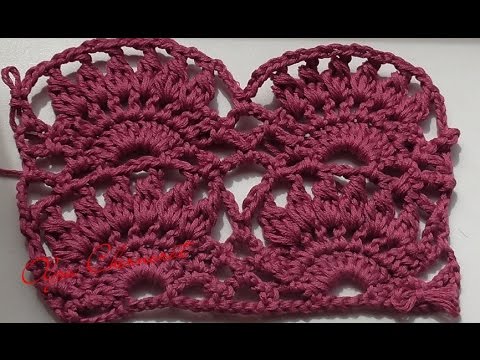 Видео: Ажурные полосы- веера и сетка крючком. Openwork polosy- fan and grid hook.