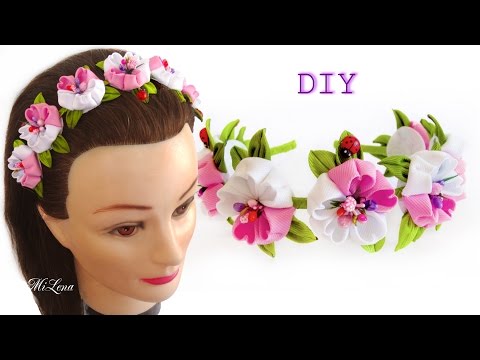 Видео: ОБОДОК КАНЗАШИ, МК / DIY Kanzashi Headband