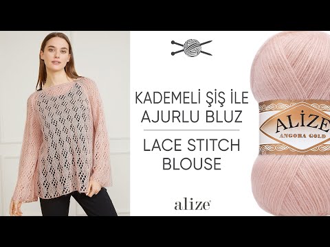 Видео: Kademeli Şiş ile Ajurlu Bluz • Lace Stitch Blouse • Ажурная блузка со ступенчатыми спицами