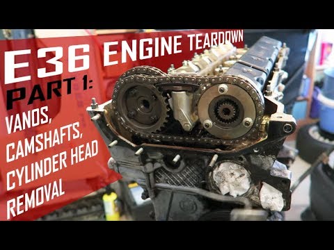 Видео: БЫСТРАЯ разборка двигателя BMW E36 [Часть 1]: как снять VANOS и головку блока цилиндров (применен...