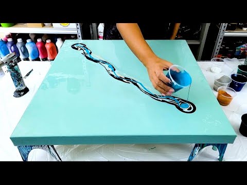 Видео: Используя ШИКАРНЫЙ новый цвет! Морская пена ~ Абстрактная картина акриловой