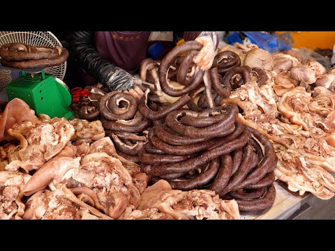 Видео: Домашняя корейская колбаса (пломбир) оптом / Все части свинины! | Корейская уличная еда