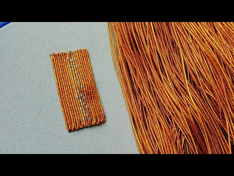 Видео: Вышивка золотым шнуром | шов кирпичики