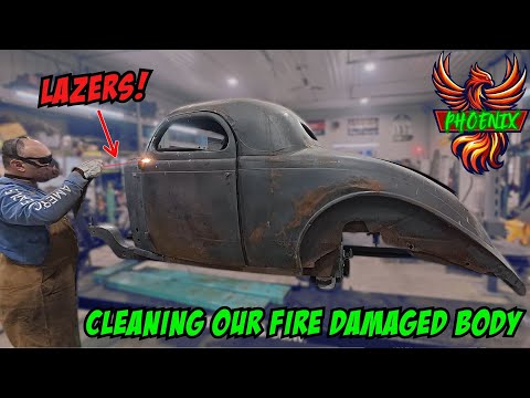 Видео: Лазерная очистка поврежденного пожаром кузова нашего Dodge Coupe 1935 года!