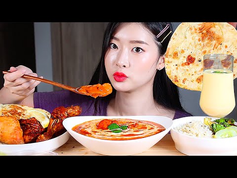 Видео: Индийская еда Куриное карри Курица тандури Манго ласси Самоса ASMR Mukbang Eating Show