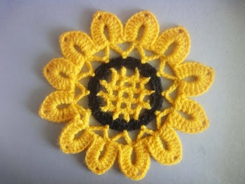 Видео: Мотив ПОДСОЛНУХ SUN FLOWER Crochet Motif