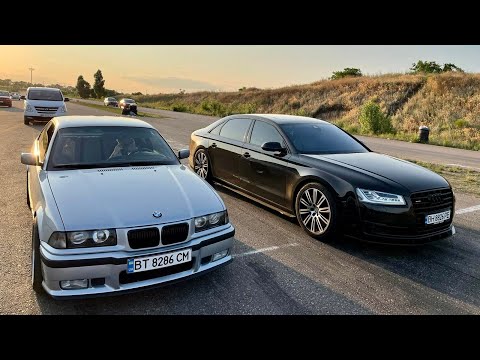 Видео: ОБЫЧНЫЙ МУЖИК на BMW e36 turbo против Audi A8 st3, BMW 440 st2, Outlander 500hp