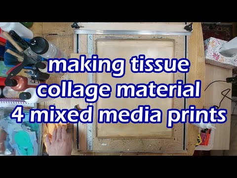 Видео: изготовление коллажного материала из ткани и 4 отпечатков в смешанной технике