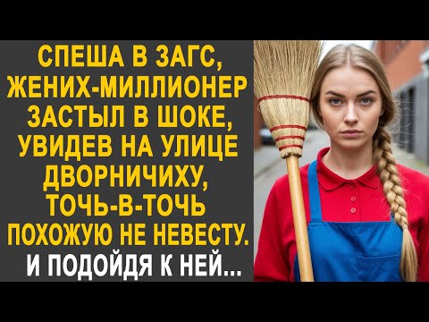 Видео: Спеша в ЗАГС, жених-миллионер застыл, увидев на улице дворничиху, точь-в-точь похожую на невесту...