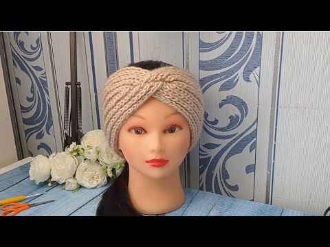 Видео: Вяжем спицами идеальную повязку на голову/упрощённый вариант.. 🧶