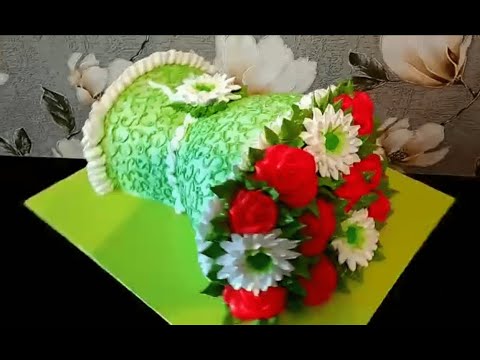 Видео: Торт "Букет" с красными розами