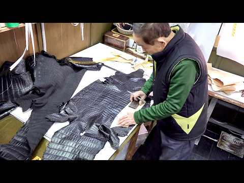 Видео: Как пожилой кожевенник создает роскошную куртку из крокодиловой кожи